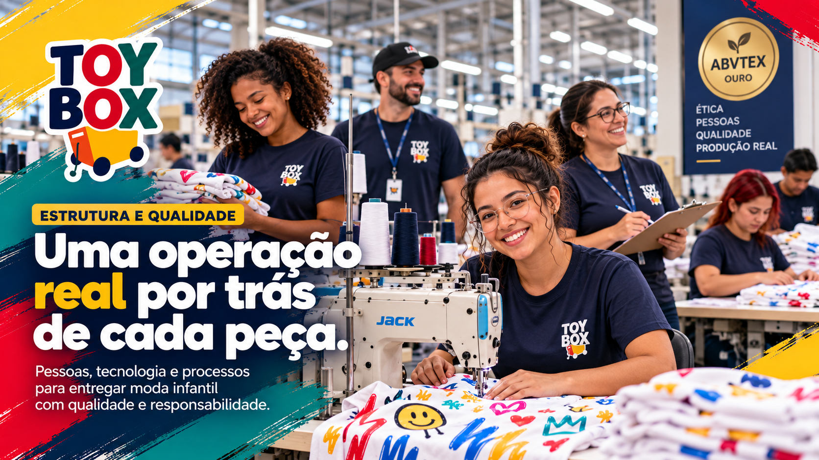 Estrutura e qualidade Toy Box — operação real por trás de cada peça